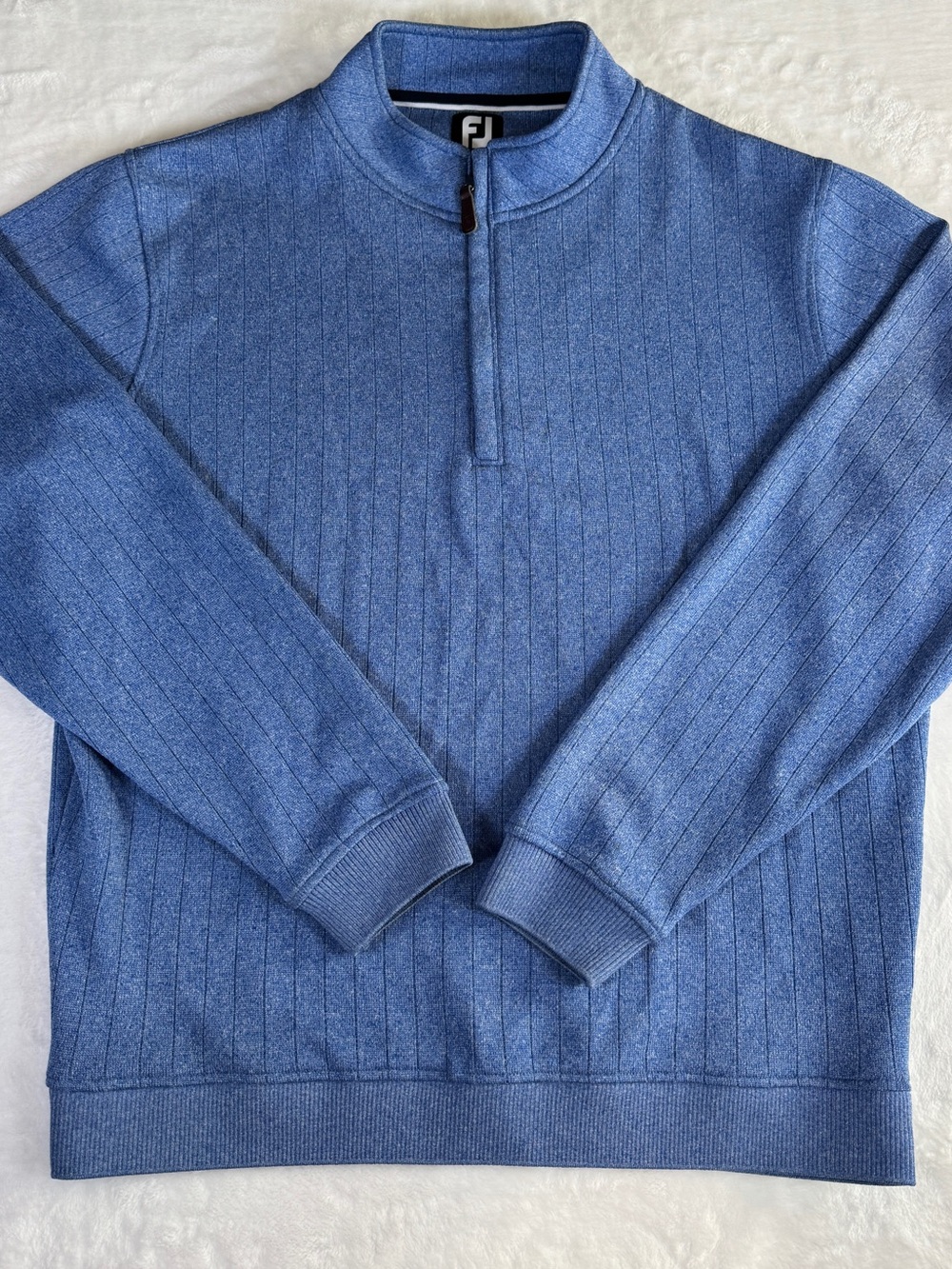 FootJoy FJ Men’s Blue Quarter Zip Golf Pullover Sweater Ribbed Performance Large